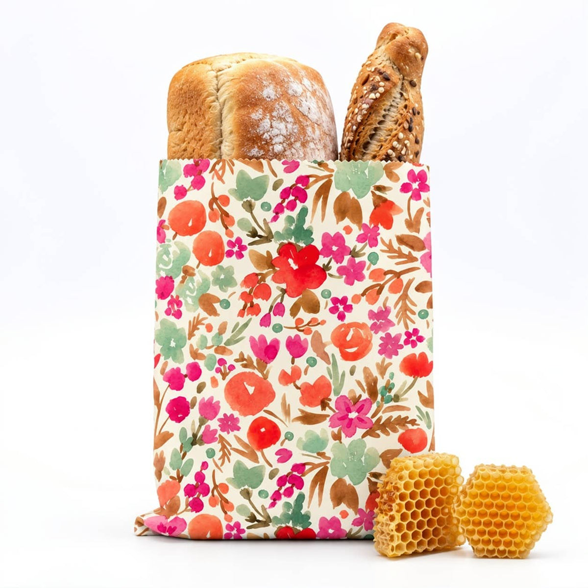 Little Bee Fresh brødpose XL med bivoks i mønsteret Blossom Magic