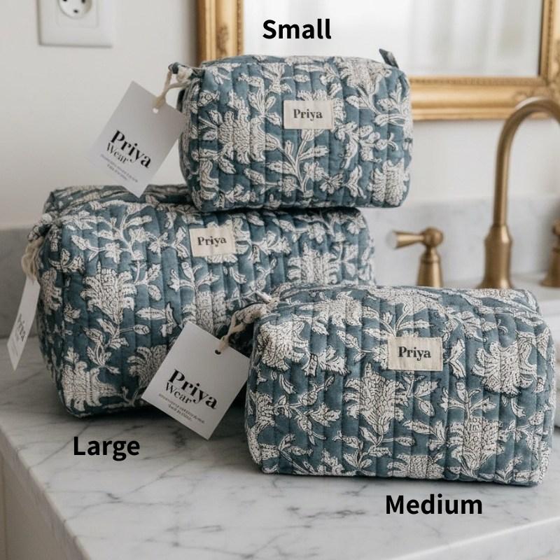 Toalettmappe i Økologisk Bomull - Smoky Blu