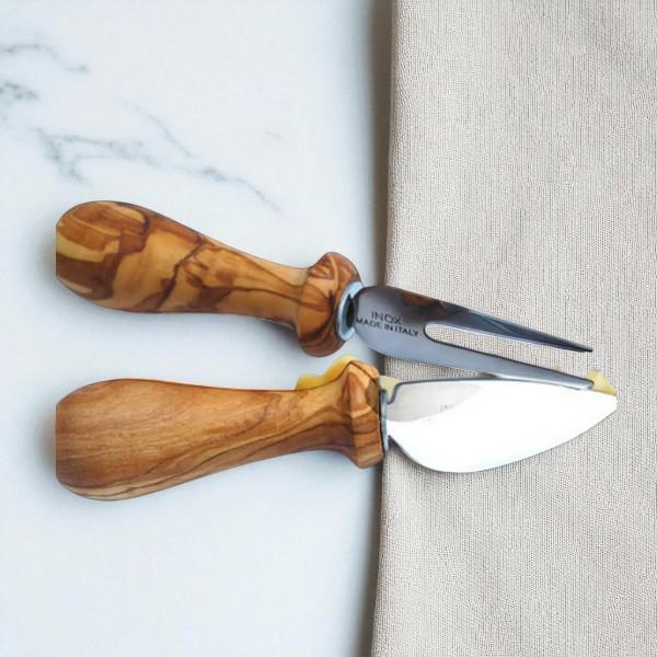 Ostesett (2-pk) - Oliventre og Rustfritt Stål