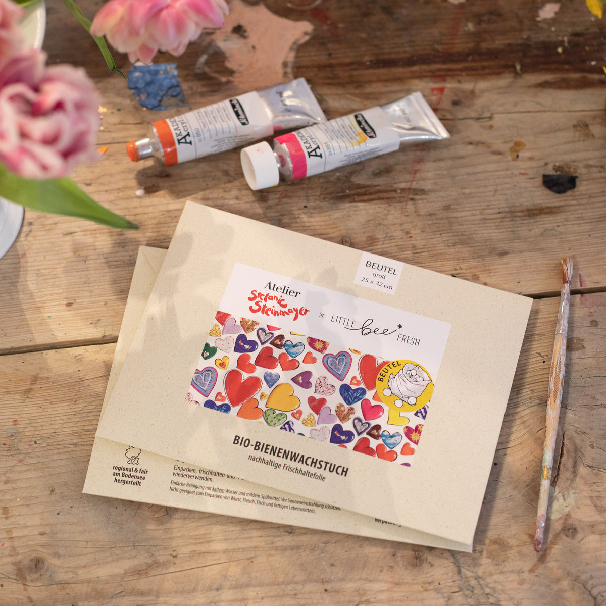Bivokspapir Rull - Hearts (32×70 cm) | Little Bee Fresh