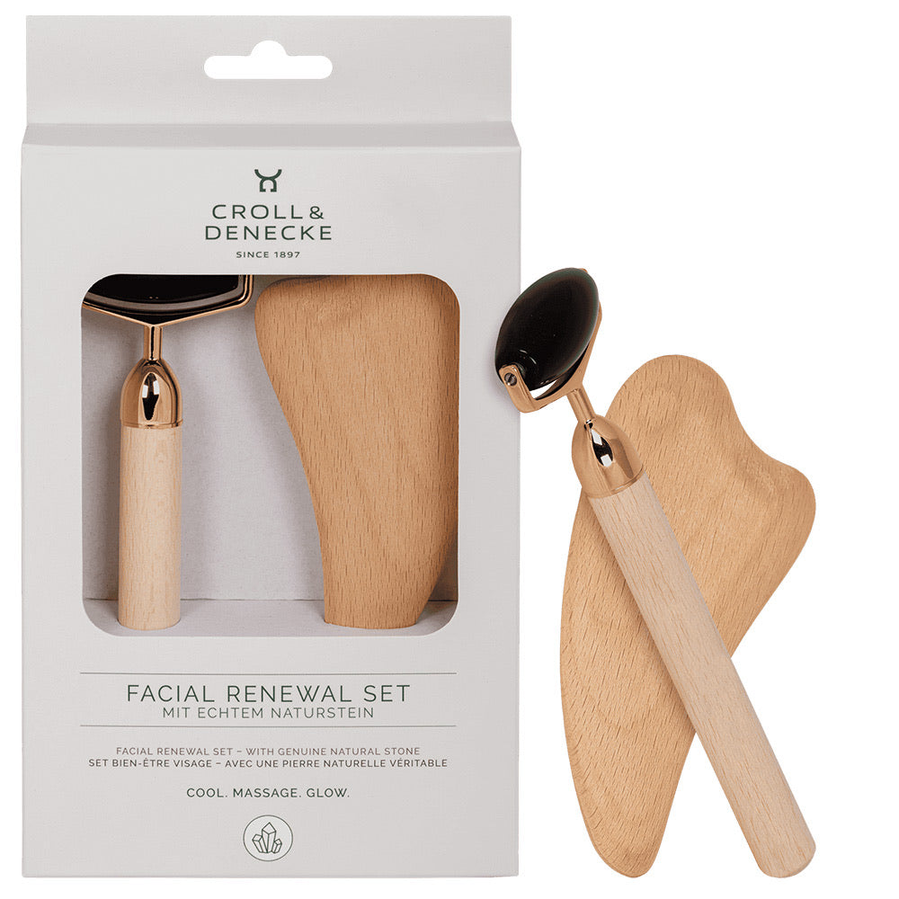 Obsidian Roller & Gua Sha - Facial Renewal Set