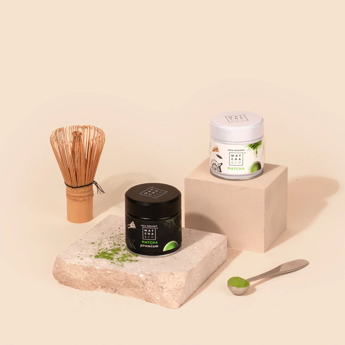 Matcha-Kit - 2 x Matcha, Visp + Måleskje