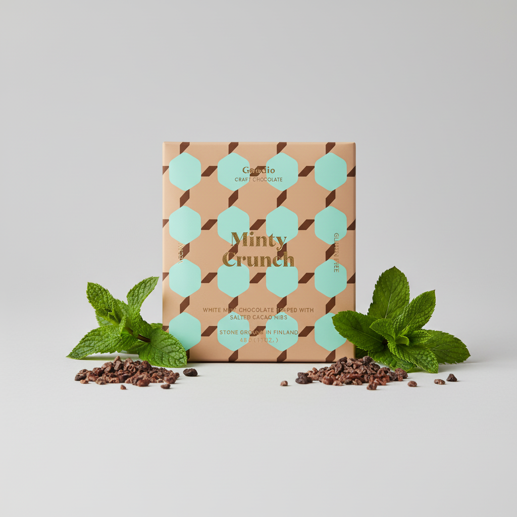 Økologisk Sjokolade Minty Crunch (48 g) fra Goodio Chocolate