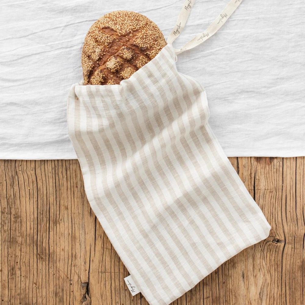 Linpose til brød - Naturlig & Striper (25x45 cm)
