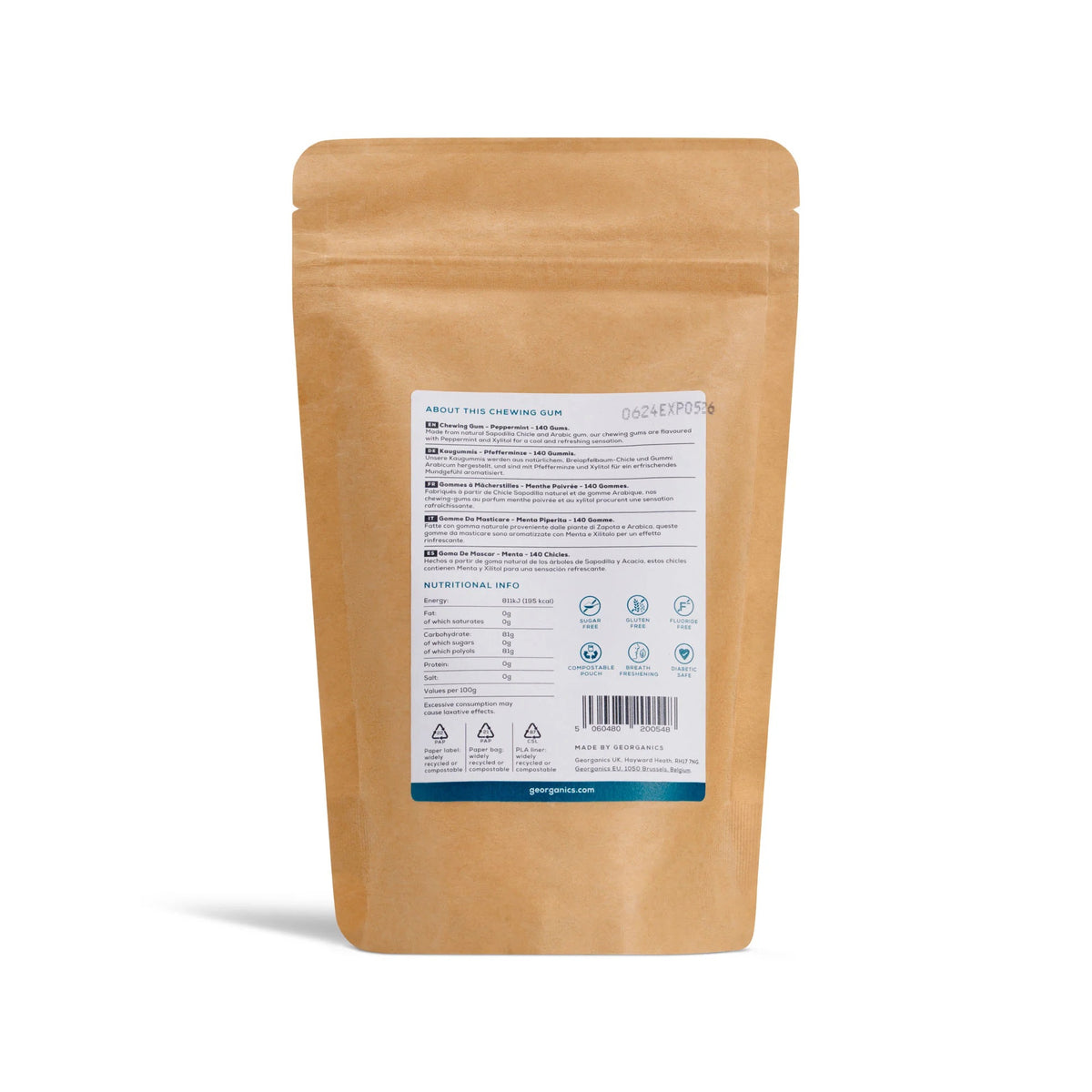 Tyggegummi Refill - Peppermynte (140 stk) | Georganics