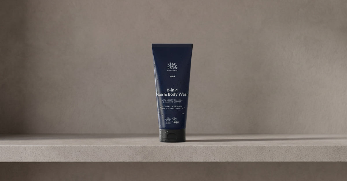 Hair & Body Wash fra Urtekram på en hylle, en gave til pakkekalender til kjæresten
