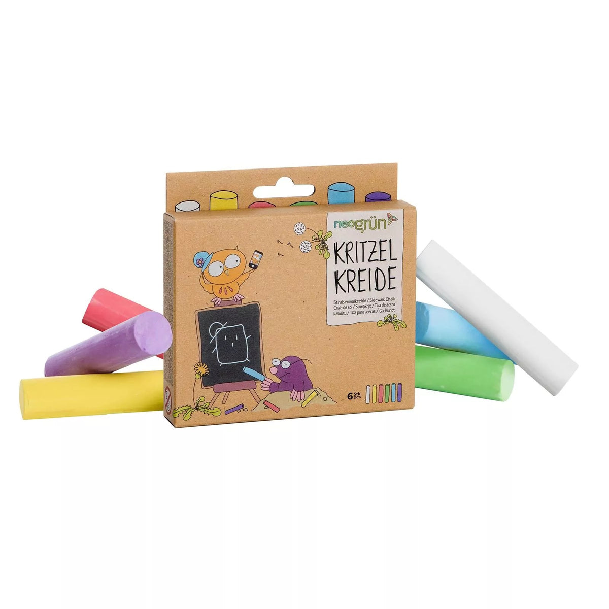 Gatekritt Regnbuefarger (6-pk) | Neogrün