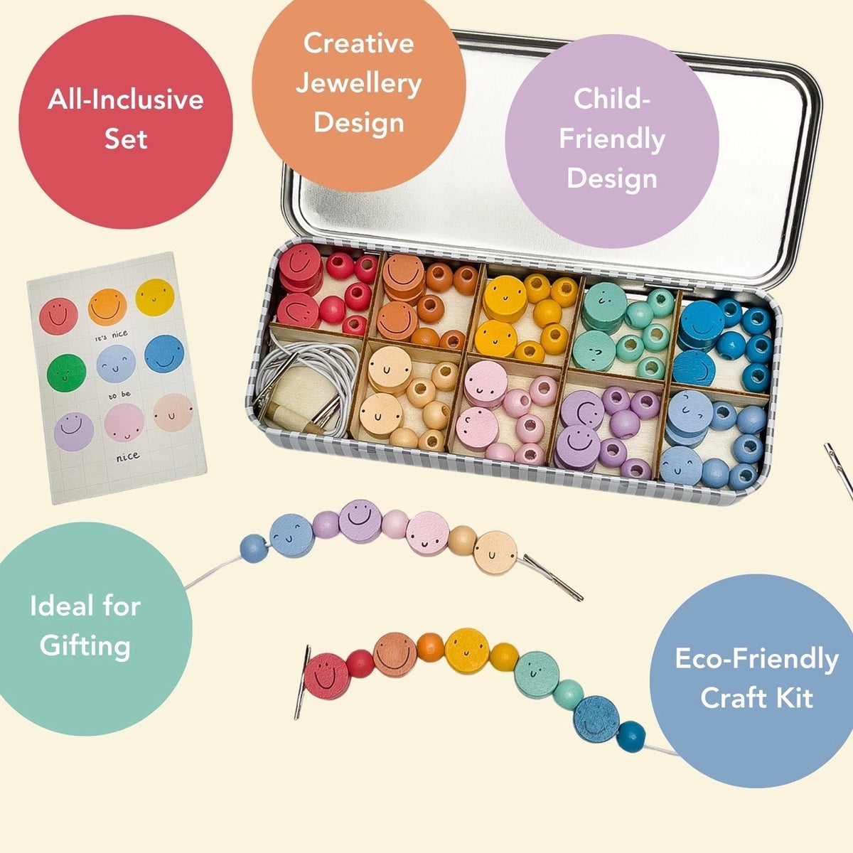DIY-Kit - Armbånd «It's Nice to Be Nice» (5 stk) | Cotton Twist