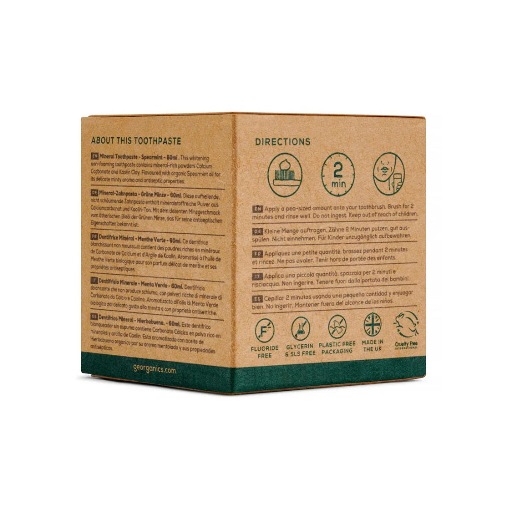 Fluoridfri Tannkrem - Spearmint (60 ml) | Georganics
