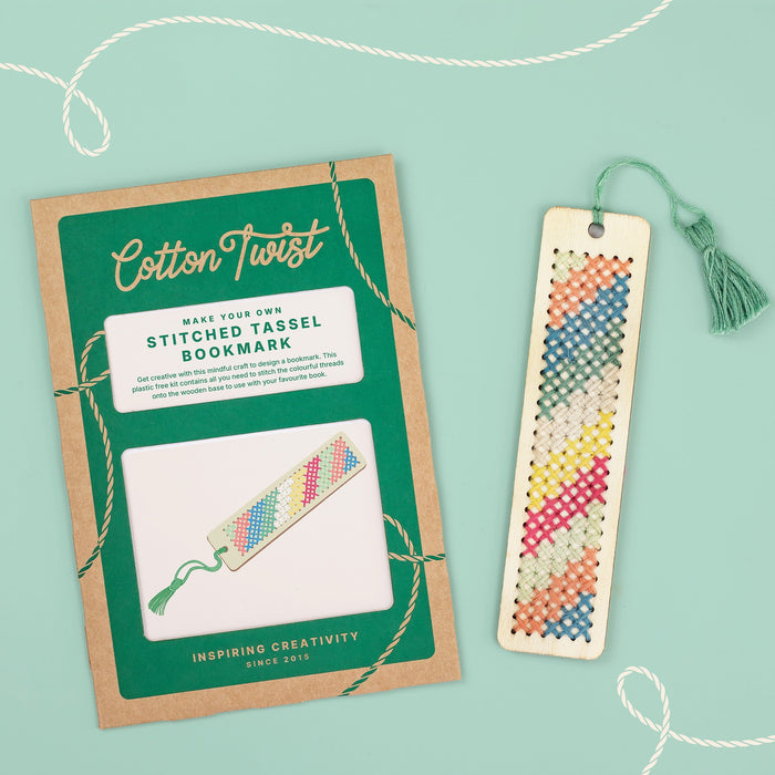 Brodert bokmerke med dusk, Cotton Twist