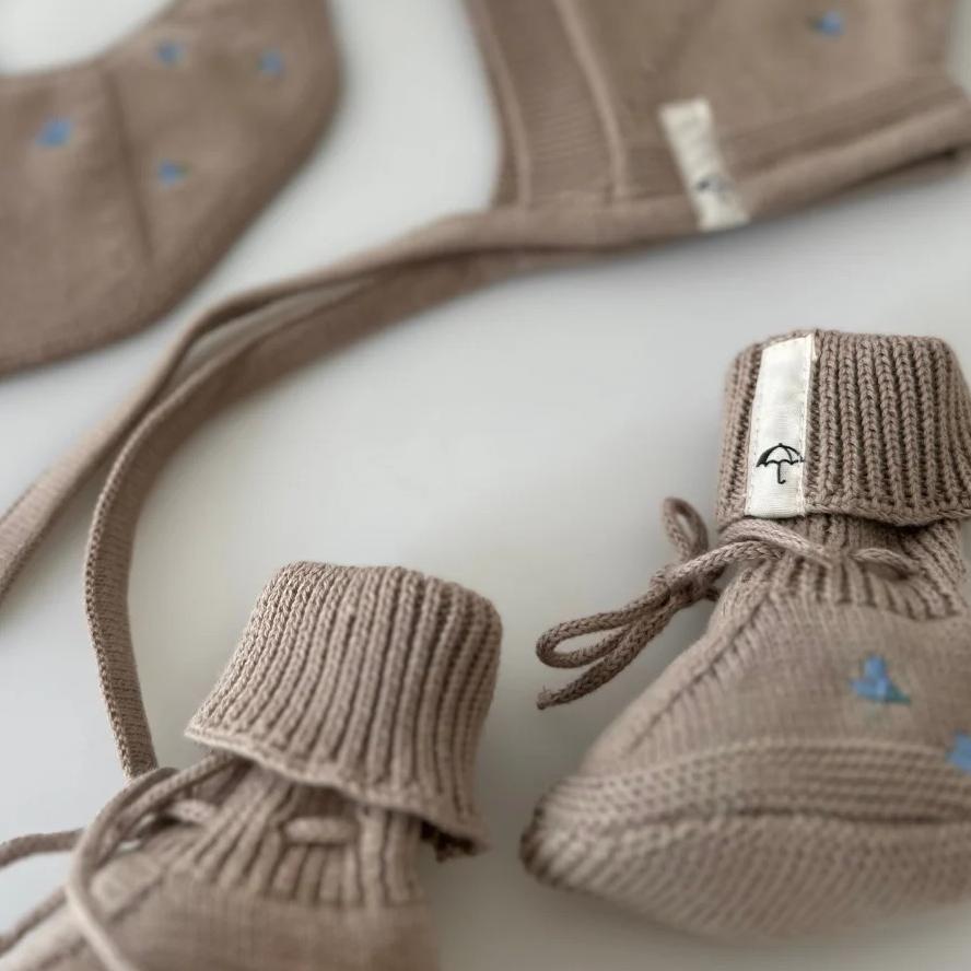 Strikkede Babysko - Økologisk Bomull (2 str.)