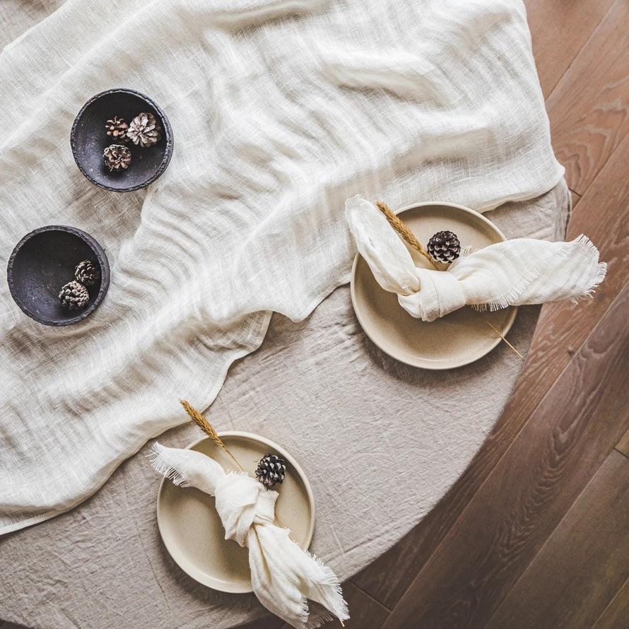 Linservietter (6-pk) m/Frynsekant - Kremhvit | MagicLinen