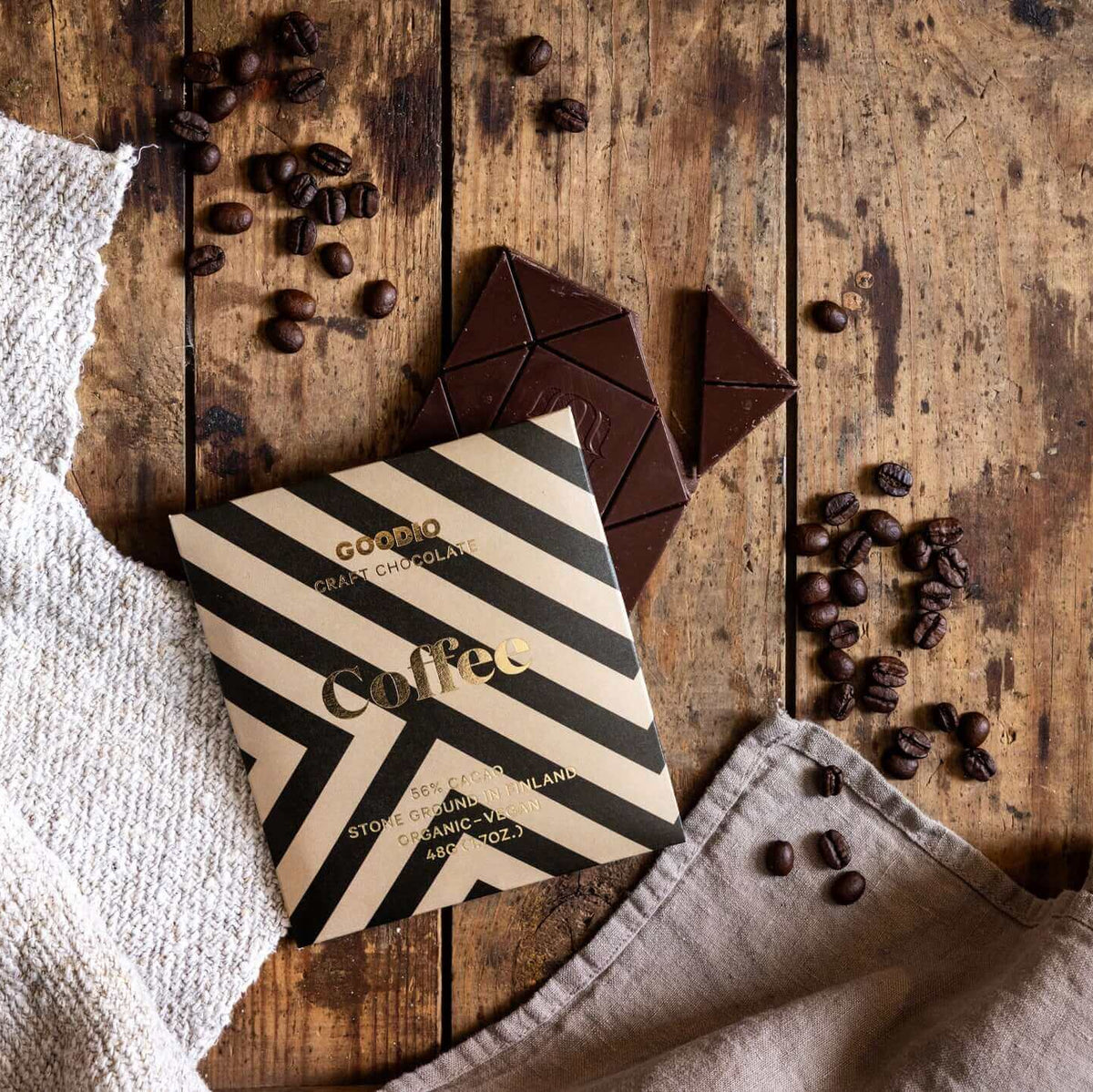 Økologisk Kaffesjokolade 56 % (48 g) fra Goodio Chocolate