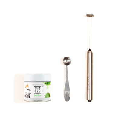 Matcha Startsett (3-pk) - Økologisk Matcha, Elektrisk Visp + Måleskje